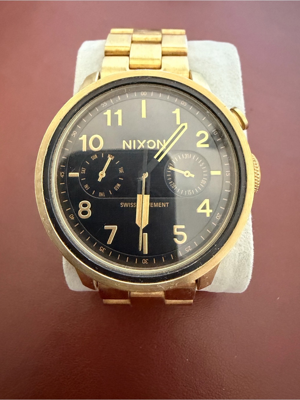 Nixon Gold and Black Men's Chronograph Bracelet Watch